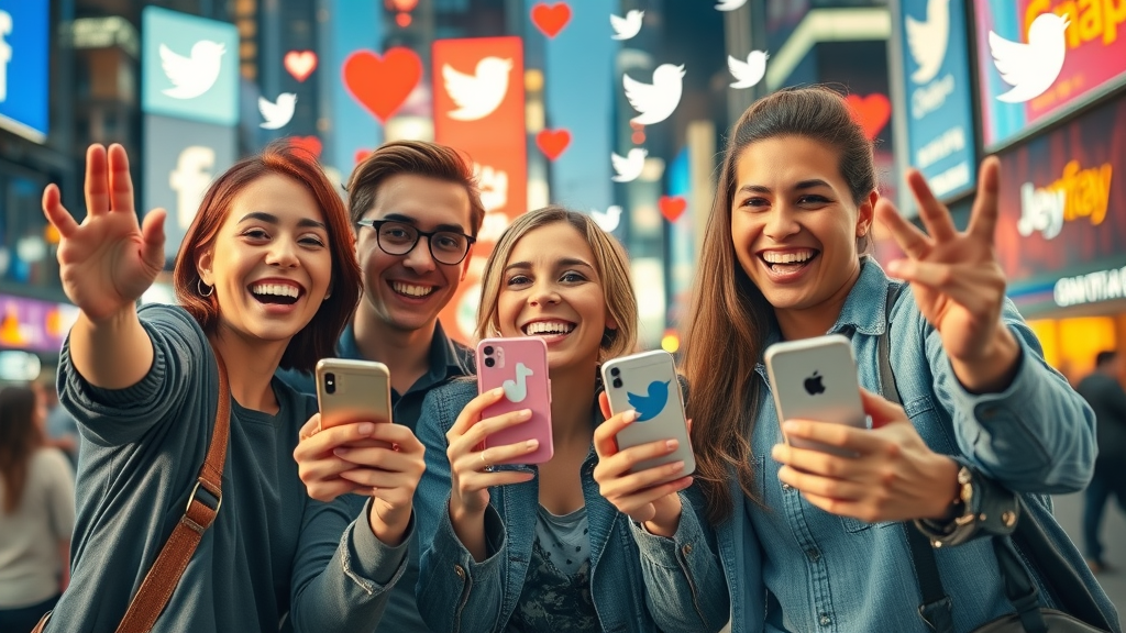 business reputation marketing happy customers sharing positive experiences on social media platforms