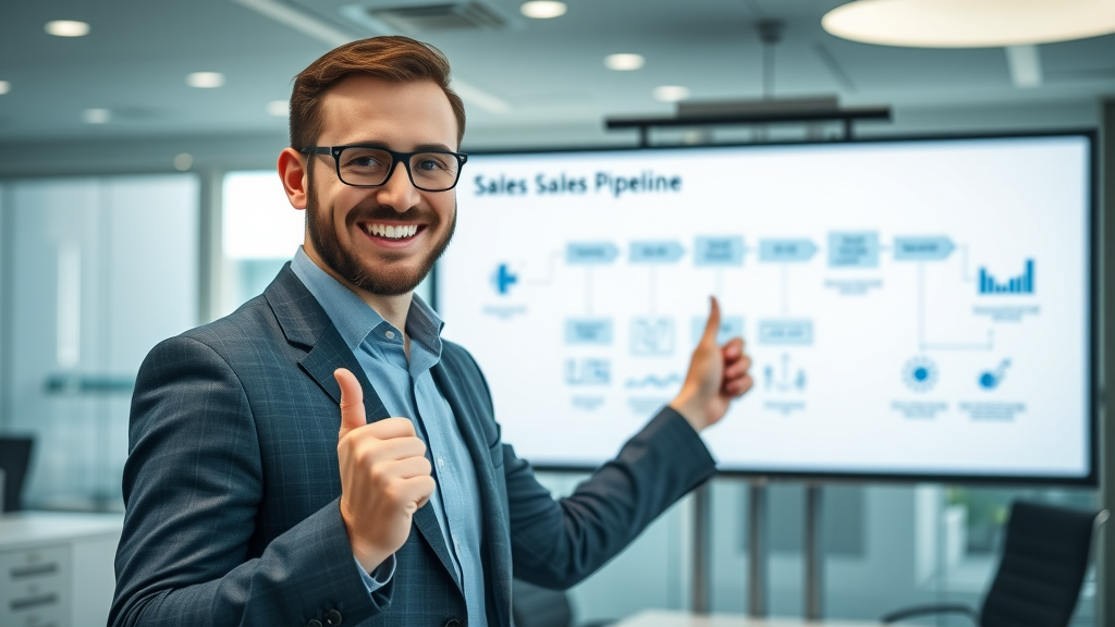 Sales manager explaining B2B sales pipeline management stages