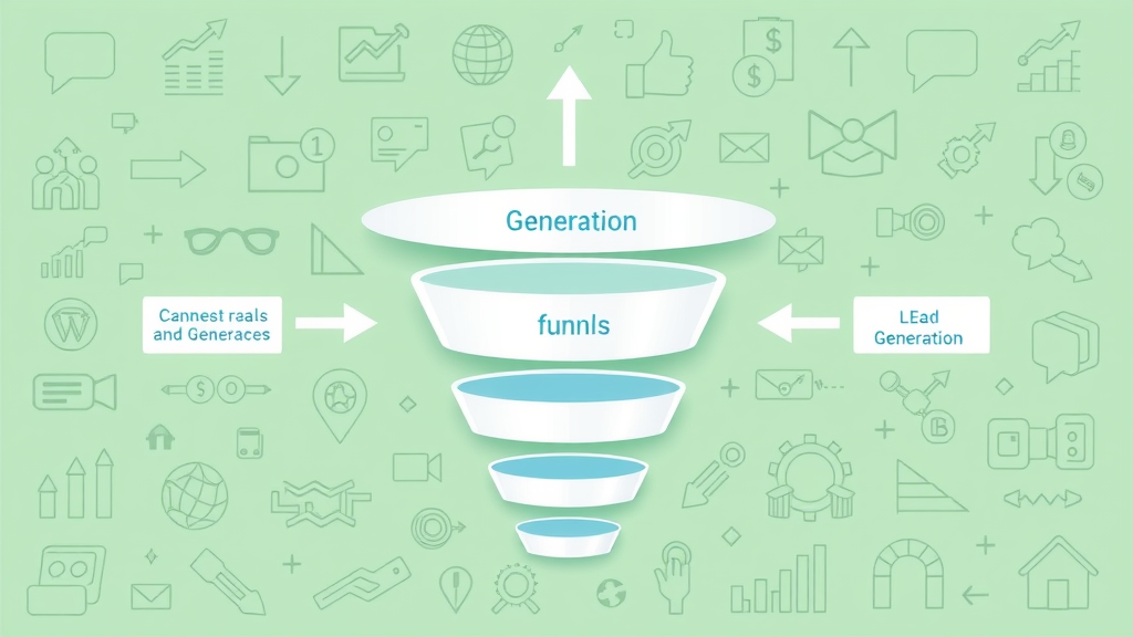B2B lead generation funnel explainer infographic showing lead gen channels and stages.