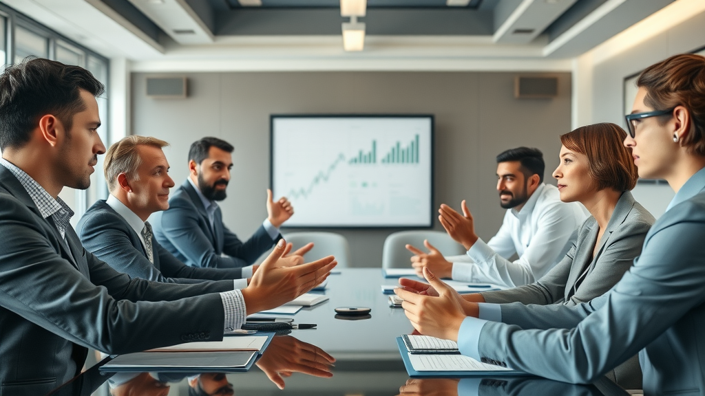 sales and marketing leaders aligning b2b lead generation priorities during a collaborative boardroom meeting