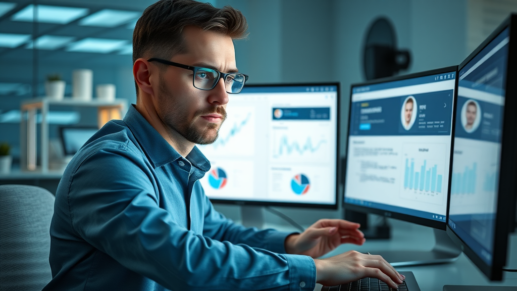 B2B marketing strategies - Digital marketer analyzing and scheduling automated personalized email marketing campaigns on a desktop.