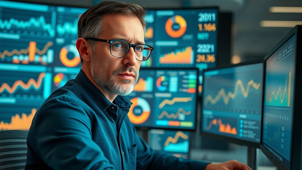 marketing professional monitoring digital marketing ROI charts