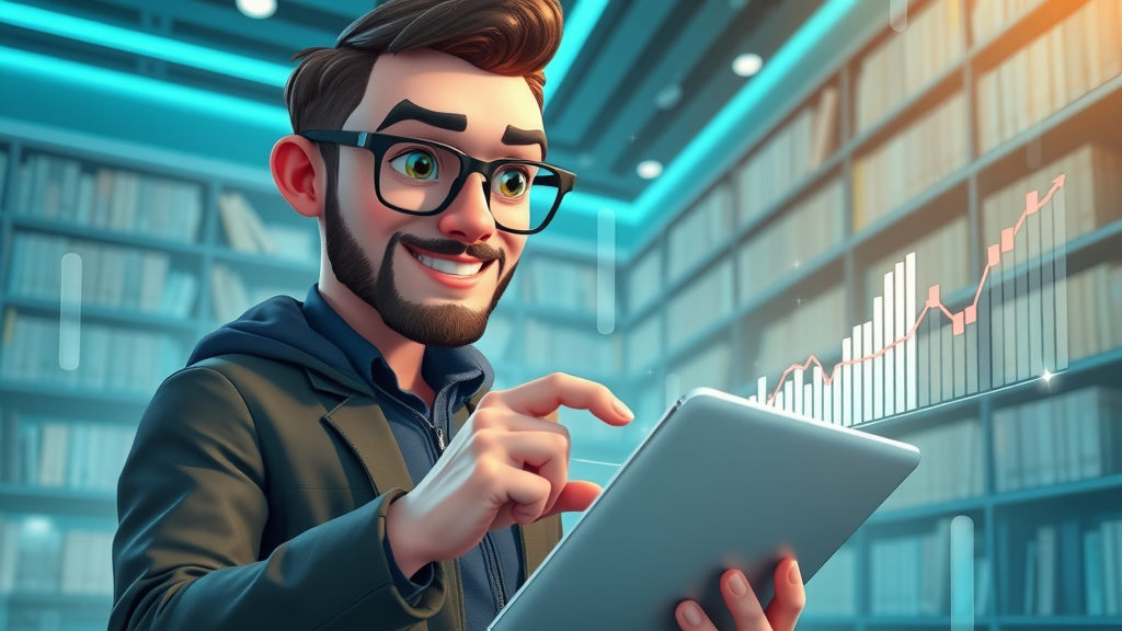 Tech blogger analyzing SEO optimization strategy charts for content optimization