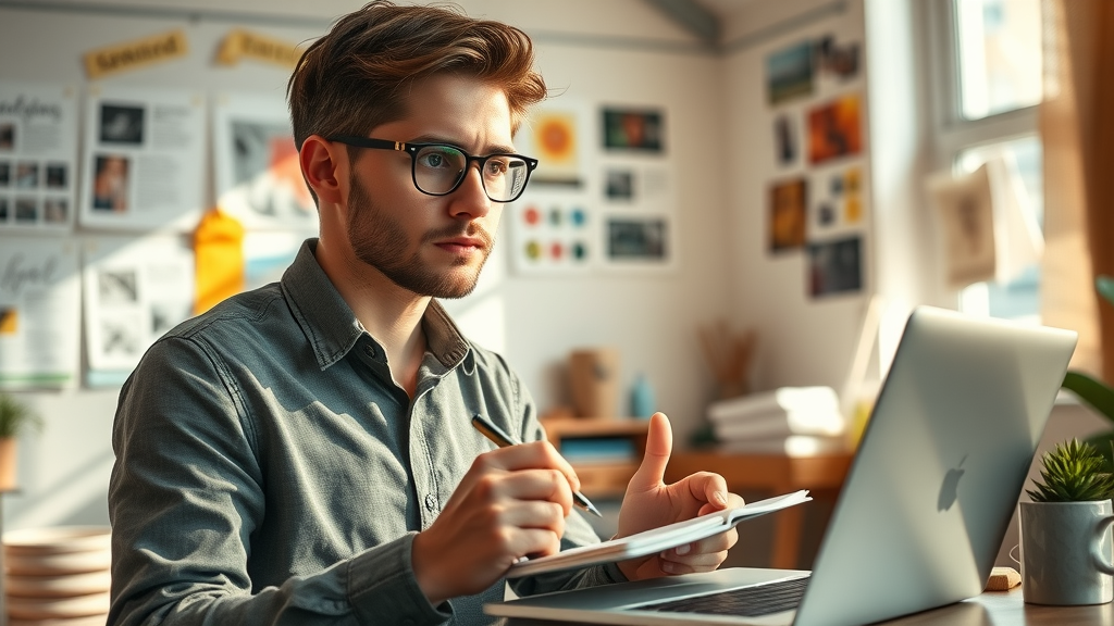 Aspiring content creator using content creation tips to plan engaging media content