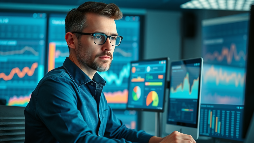 influential content marketer analyzing analytics dashboard for content marketing performance
