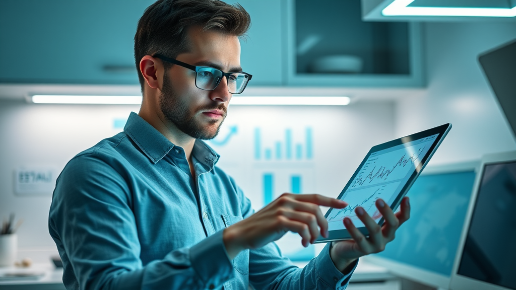 social media analytics - strategist examining vibrant social analytics charts on a digital tablet