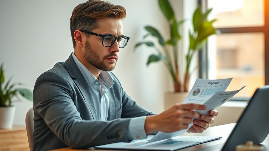 Business professional creating detailed buyer persona profiles at modern office desk with digital tablet