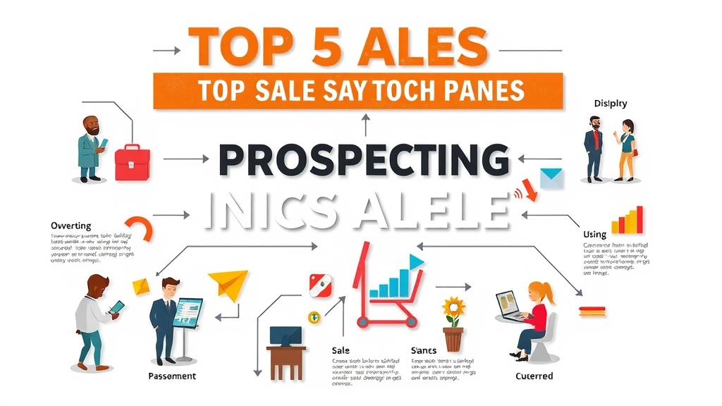 Infographic collage of the top business prospecting techniques used by leading sales pros
