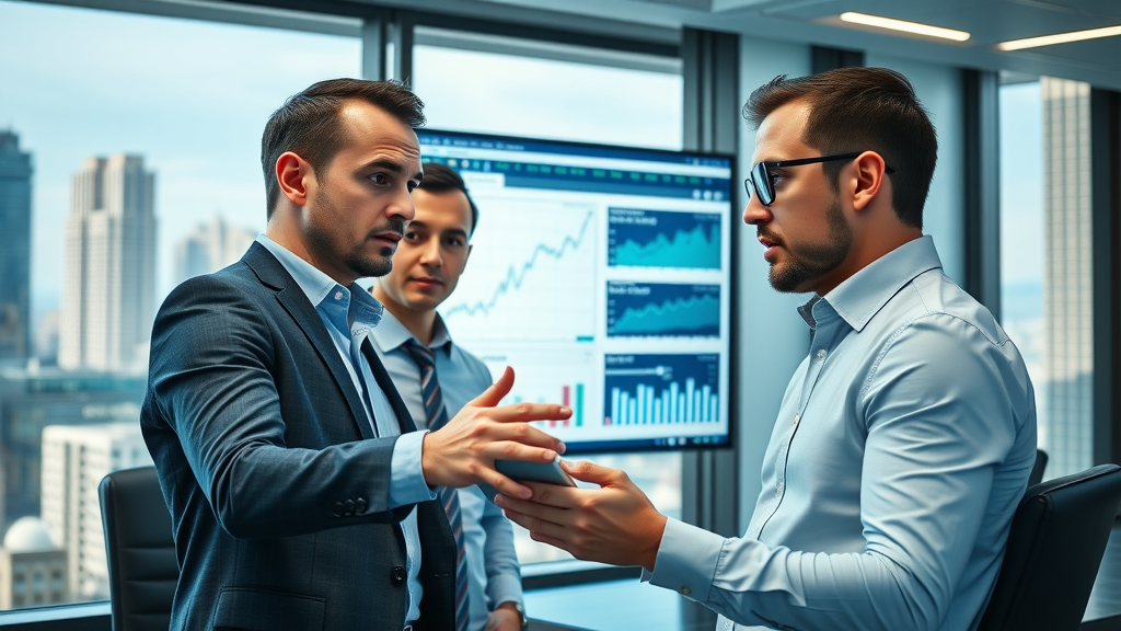 dynamic B2B professionals analyzing web traffic data for sales funnel