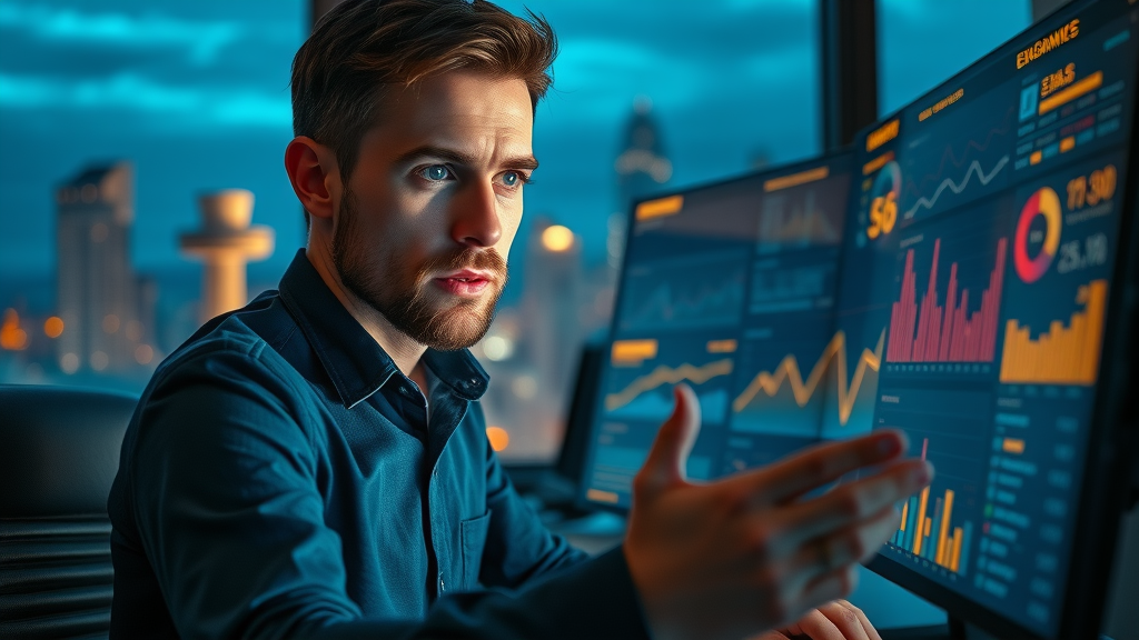 digital marketing expert reviewing SEO analytics dashboard