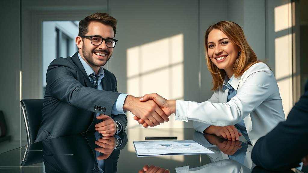 sales executive closing deal with B2B client in sales funnel process