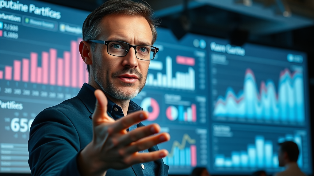 SaaS product specialist showcasing reputation marketing analytics dashboard, reputation management, to a virtual audience