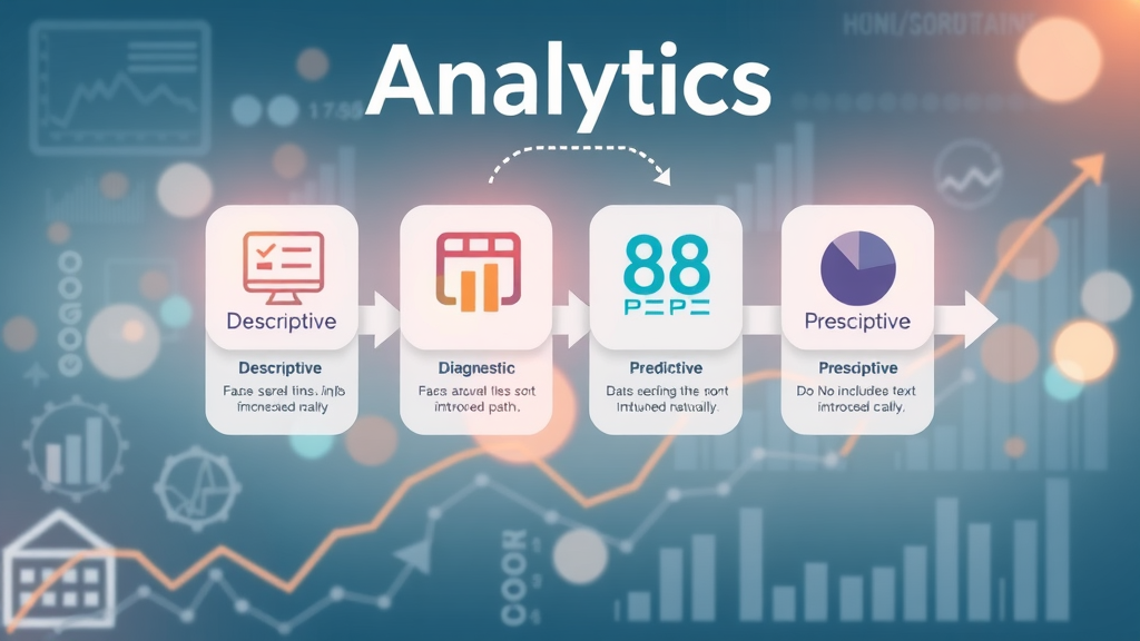 media analytics tool - infographic showing four types of analytics: descriptive, diagnostic, predictive, prescriptive