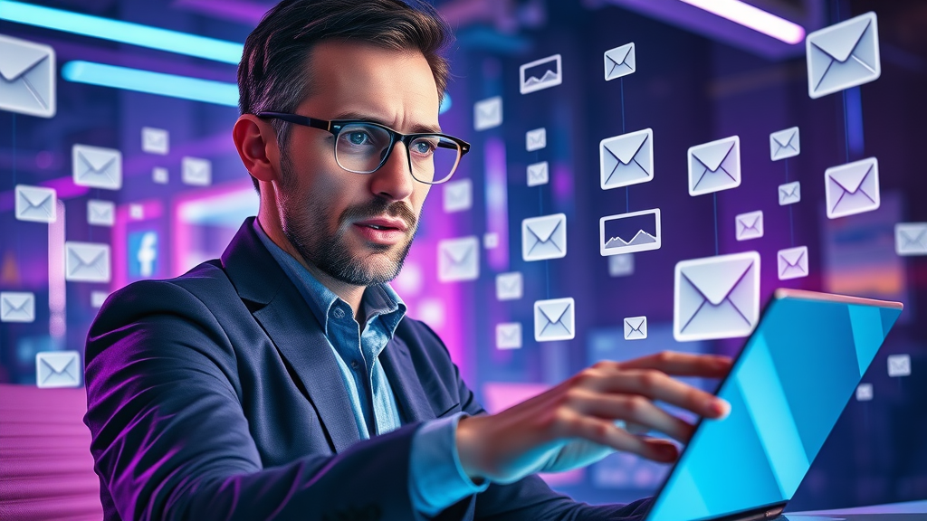 B2B Digital Marketing - Strategist orchestrating email and social media automation campaigns