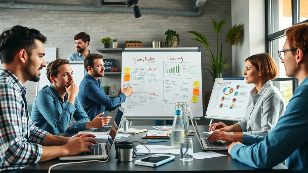 creative marketing team developing buyer personas and strategy for digital marketing plan