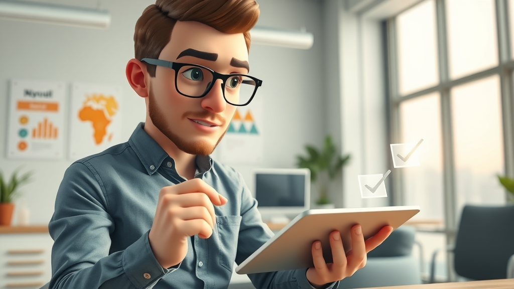 focused marketing manager checking off steps for online reputation management strategy on a digital tablet
