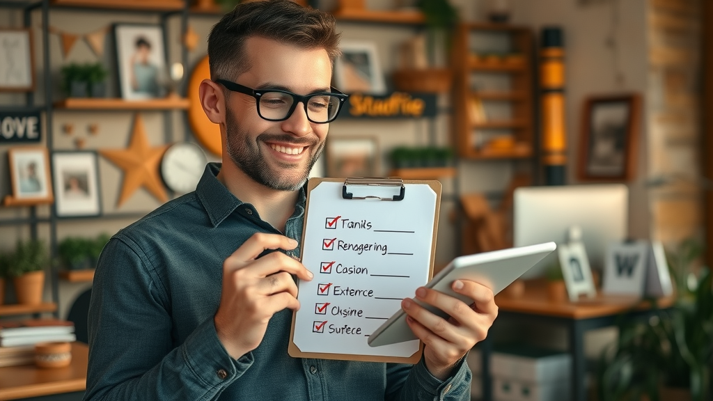 Business owner checking off audience engagement strategies checklist