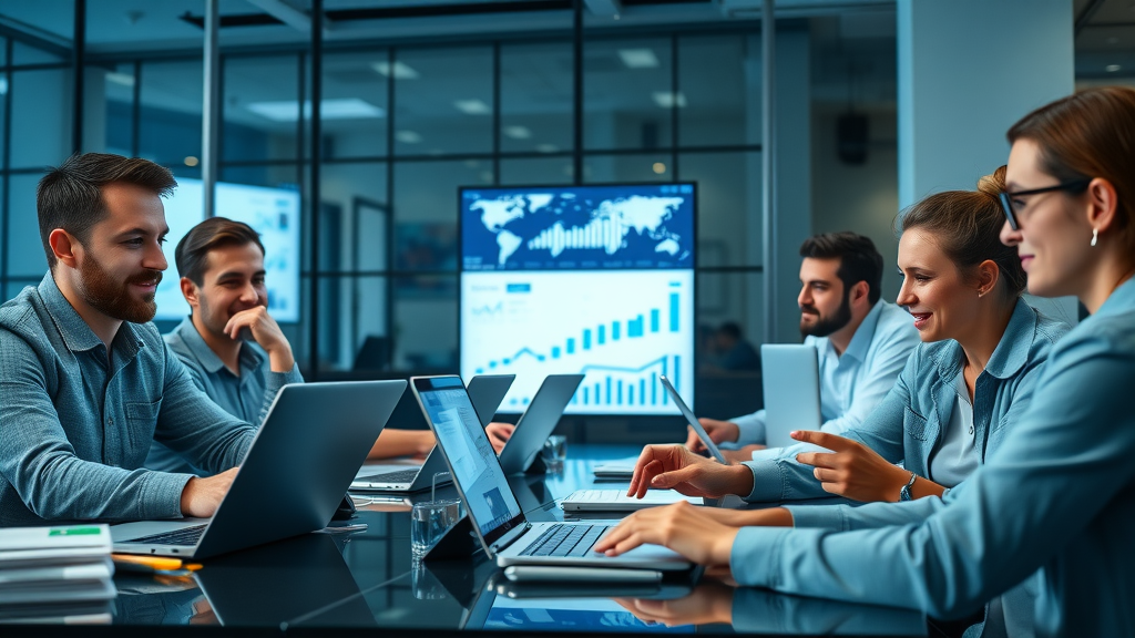 Effective B2B marketing team analyzing strategies for brand awareness