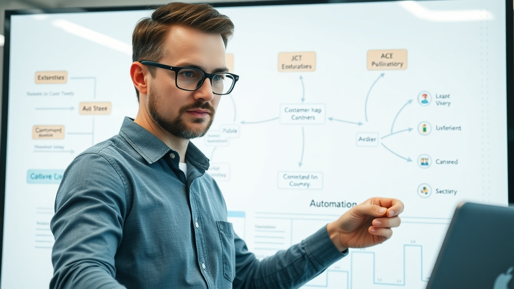 email marketing automation strategy - Strategic marketer mapping customer journey for B2B automation