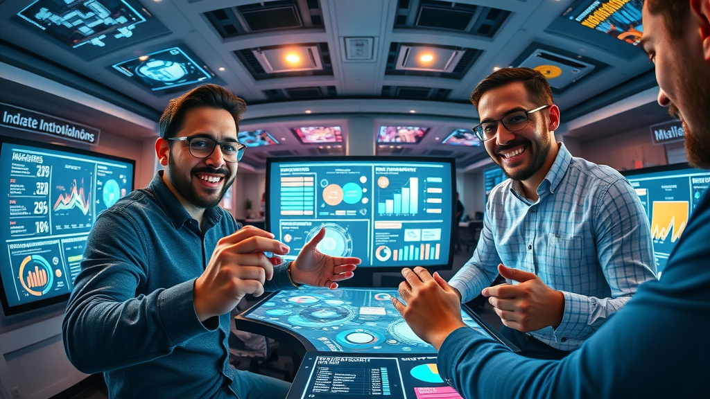 B2B marketers designing interactive infographics and content tools on digital monitors