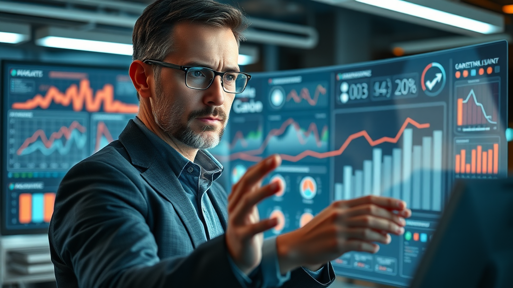 marketing strategist mapping digital marketing campaign journey on interactive screen