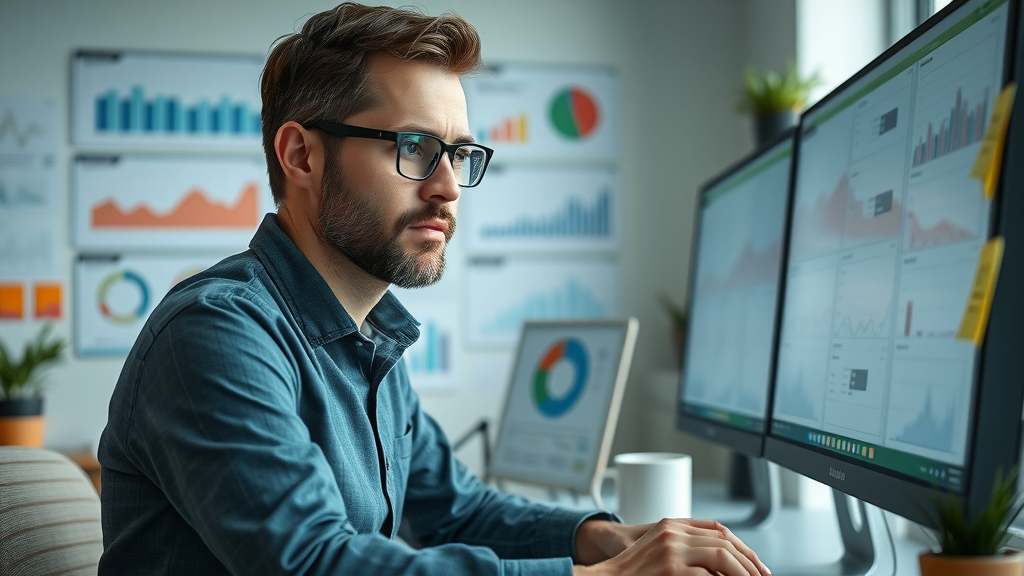sales funnel optimization business analyst studying data on monitor