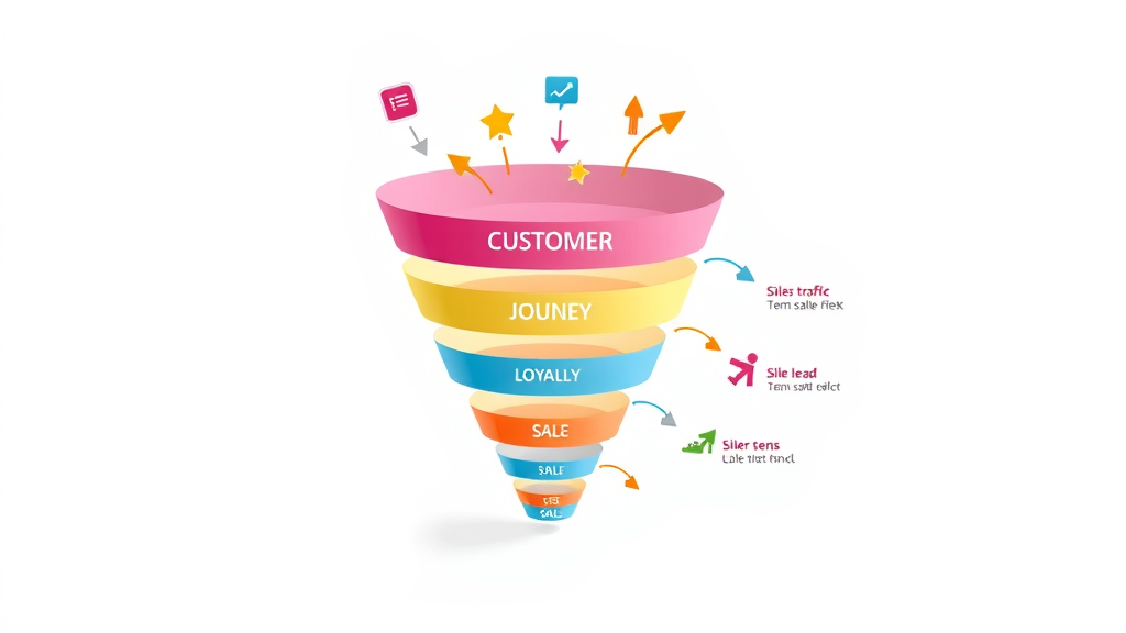 sales funnel optimization customer journey infographic colorful stages