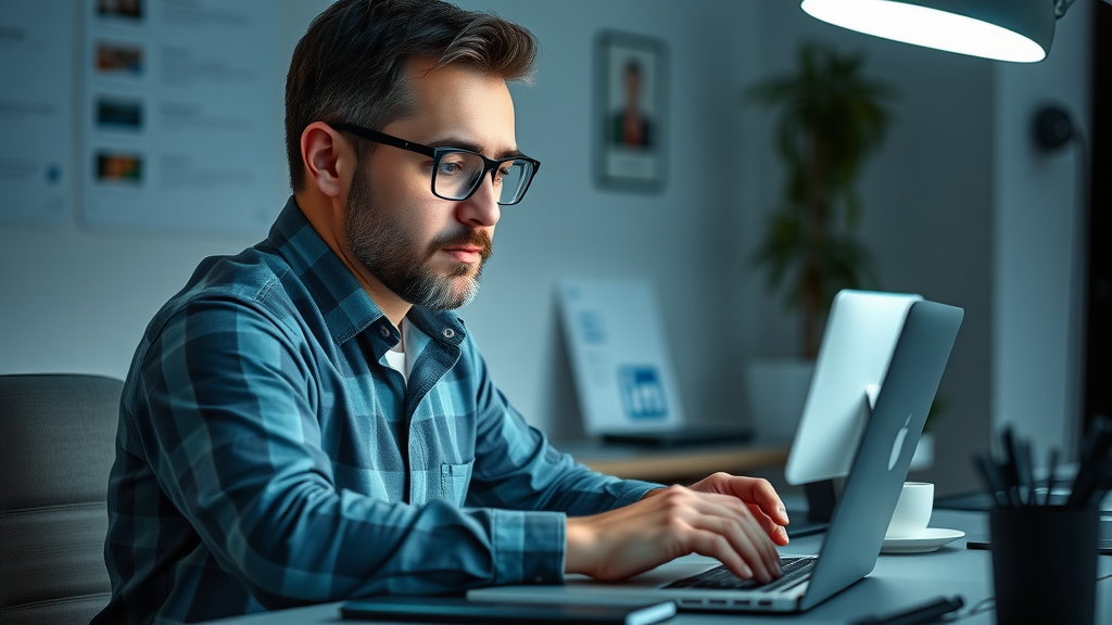 Sales professional using LinkedIn for B2B cold calling prospect research