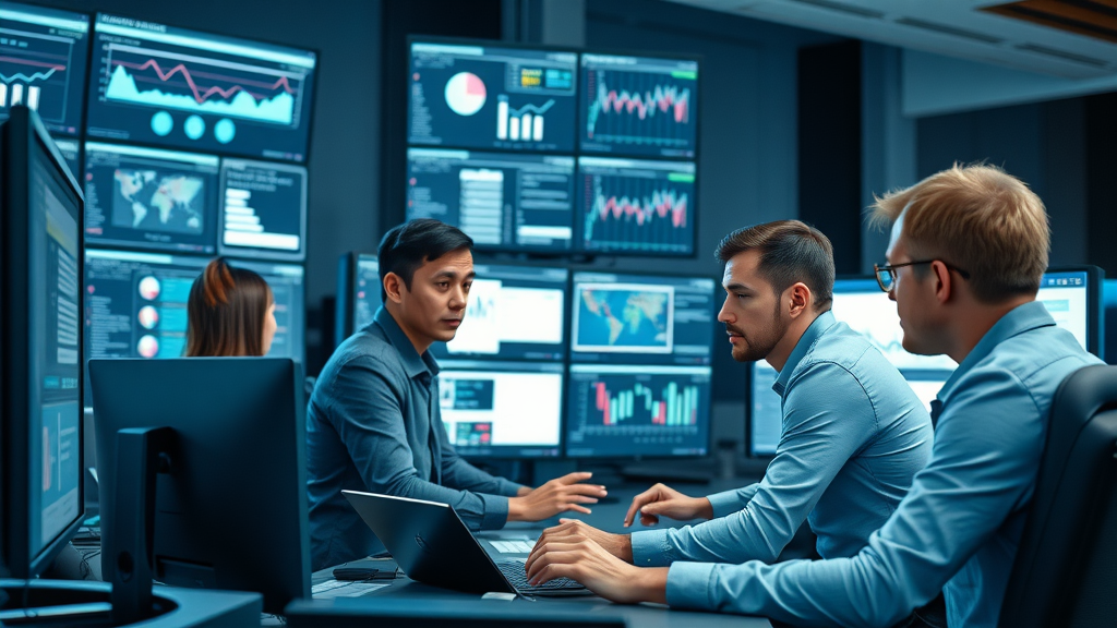 diverse social media analytics team monitoring platforms for B2B online reputation management