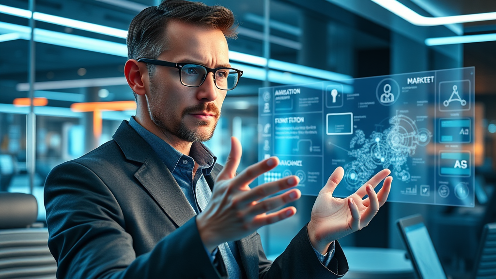 marketing automation platforms - Futuristic marketer visualizing evolution of email marketing automation platforms