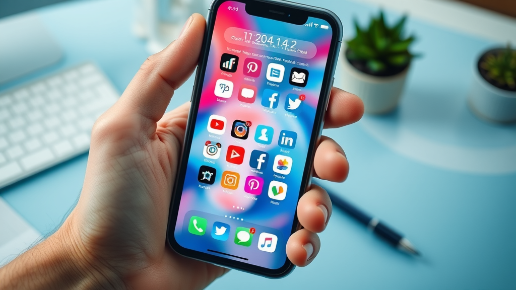 smartphone with top social media apps as distribution channels