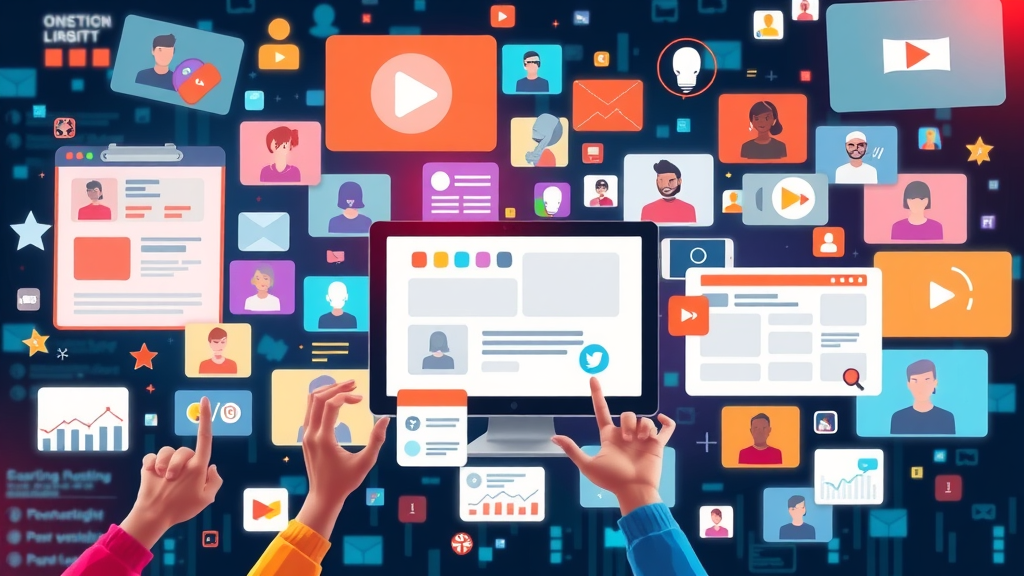 Types of content marketing strategies visualized as diverse digital content formats including blogs, videos, and podcasts
