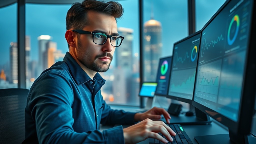 SEO expert performing search engine optimization by analyzing B2B website analytics