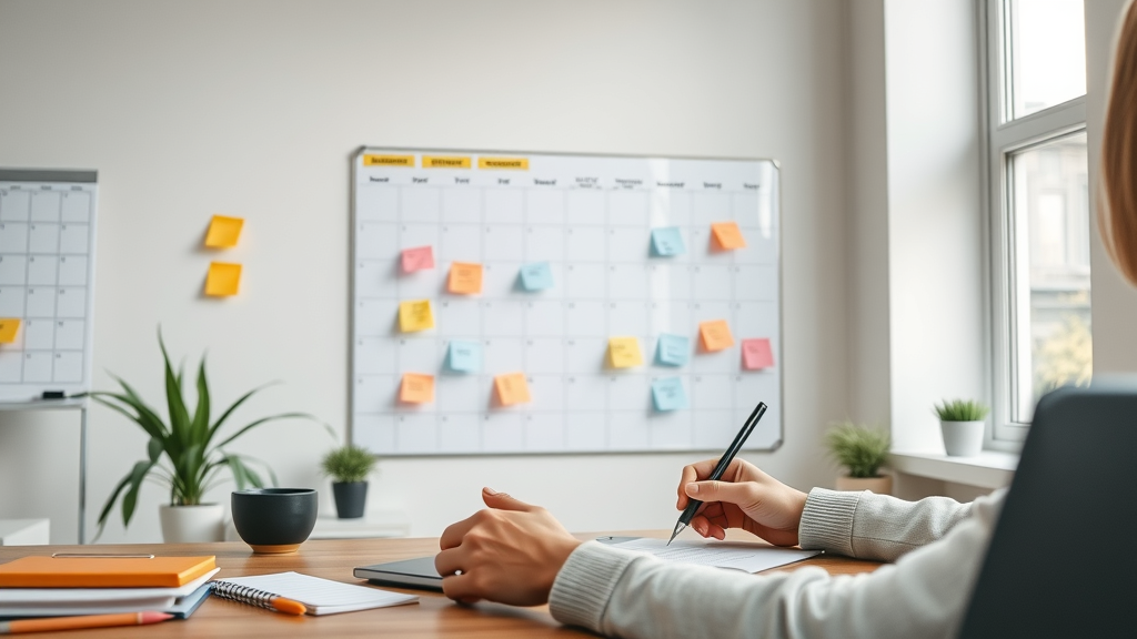 Organized workspace planning social media content with proven content creation tips