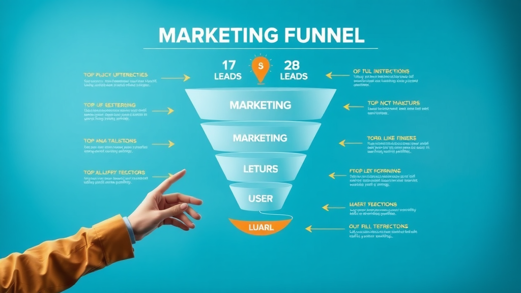Dynamic marketing funnel diagram showcasing how content marketing strategies attract leads throughout the user journey