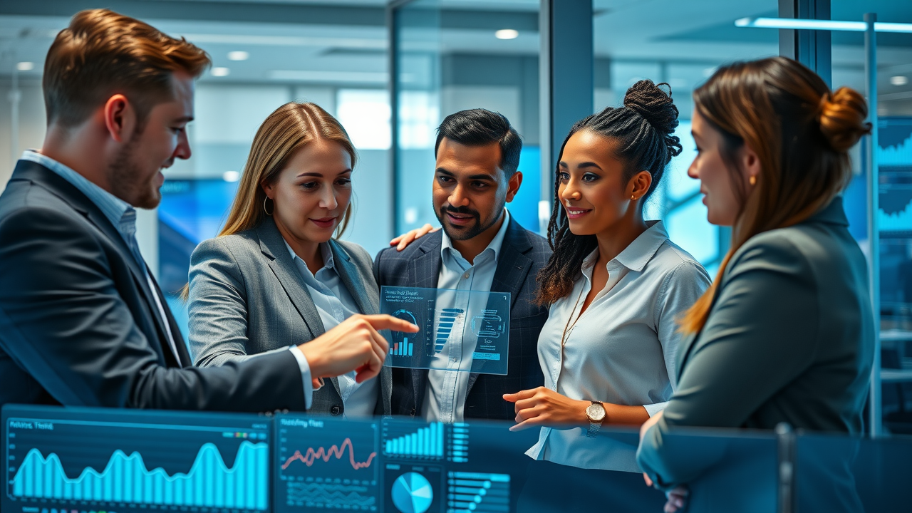 professional B2B marketing team strategizing digital traffic and sales funnel diagrams