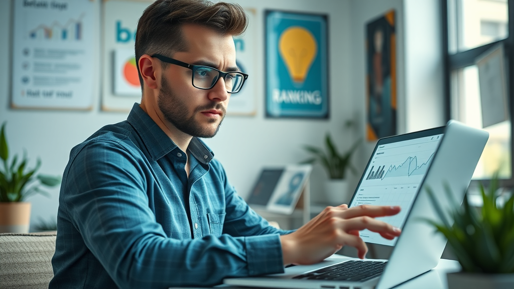 marketer analyzing SEO analytics to optimize digital marketing plan and conversion rate