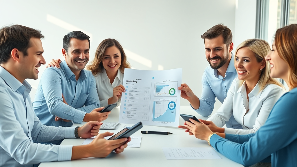 motivated business professionals implementing new B2B marketing strategies together