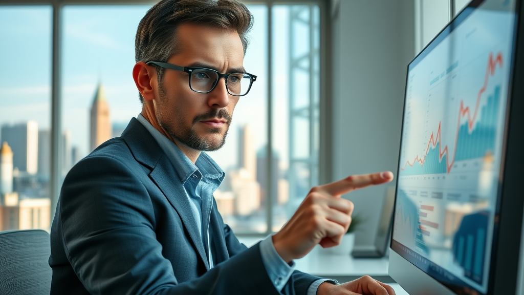 Analyst measuring B2B brand awareness with performance graphs