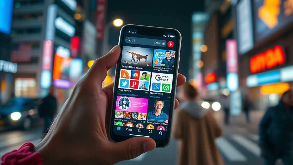 smartphone displaying vibrant types of content and social media