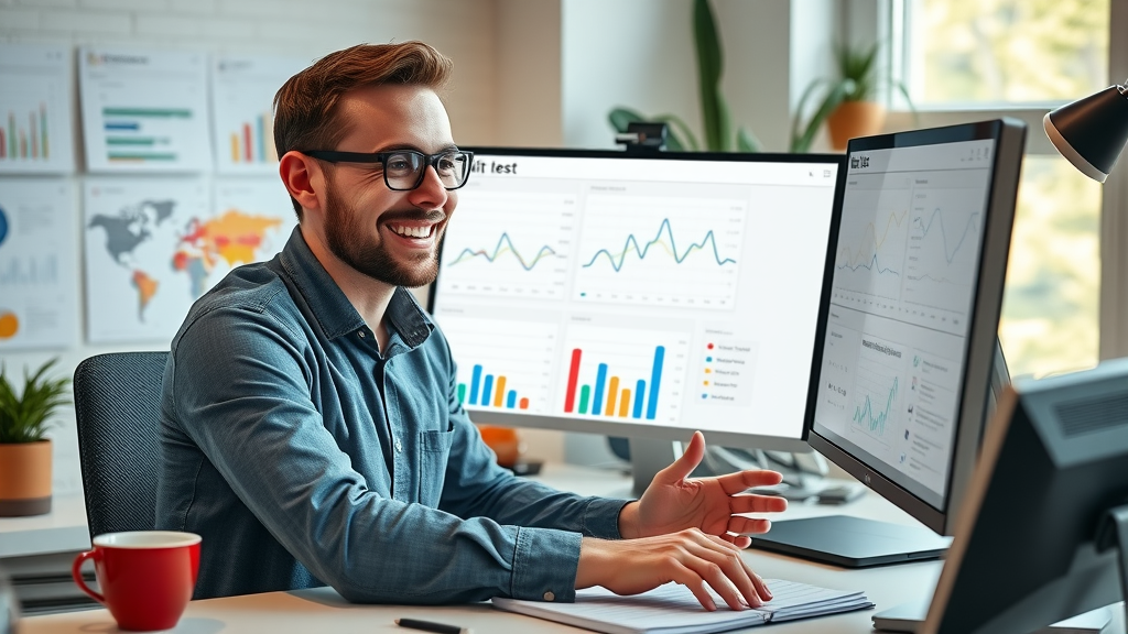 Marketer analyzing A/B test results to optimize automated lead nurturing