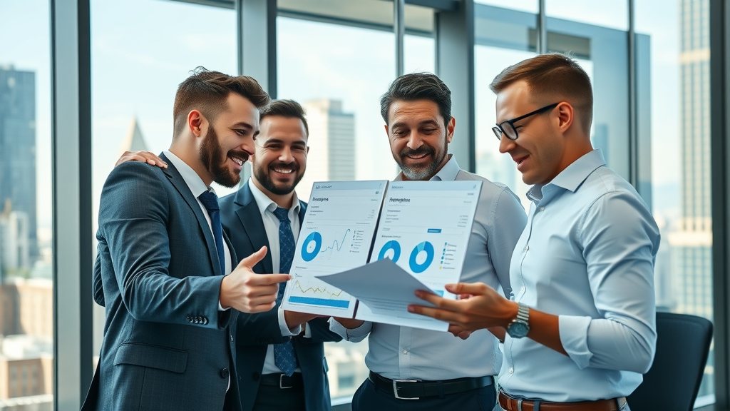 email marketing automation for B2B - Dynamic business professionals analyzing digital marketing dashboards
