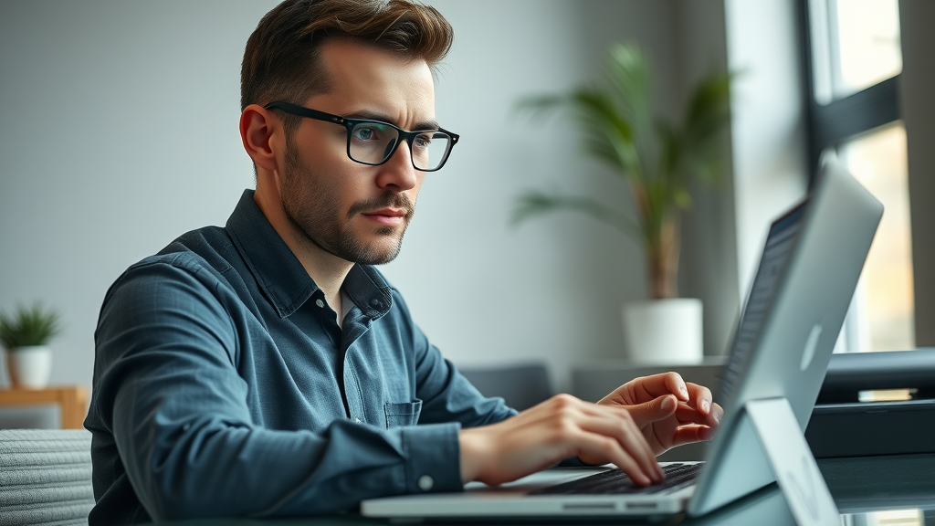 professional sending personalized B2B email marketing campaign in modern office