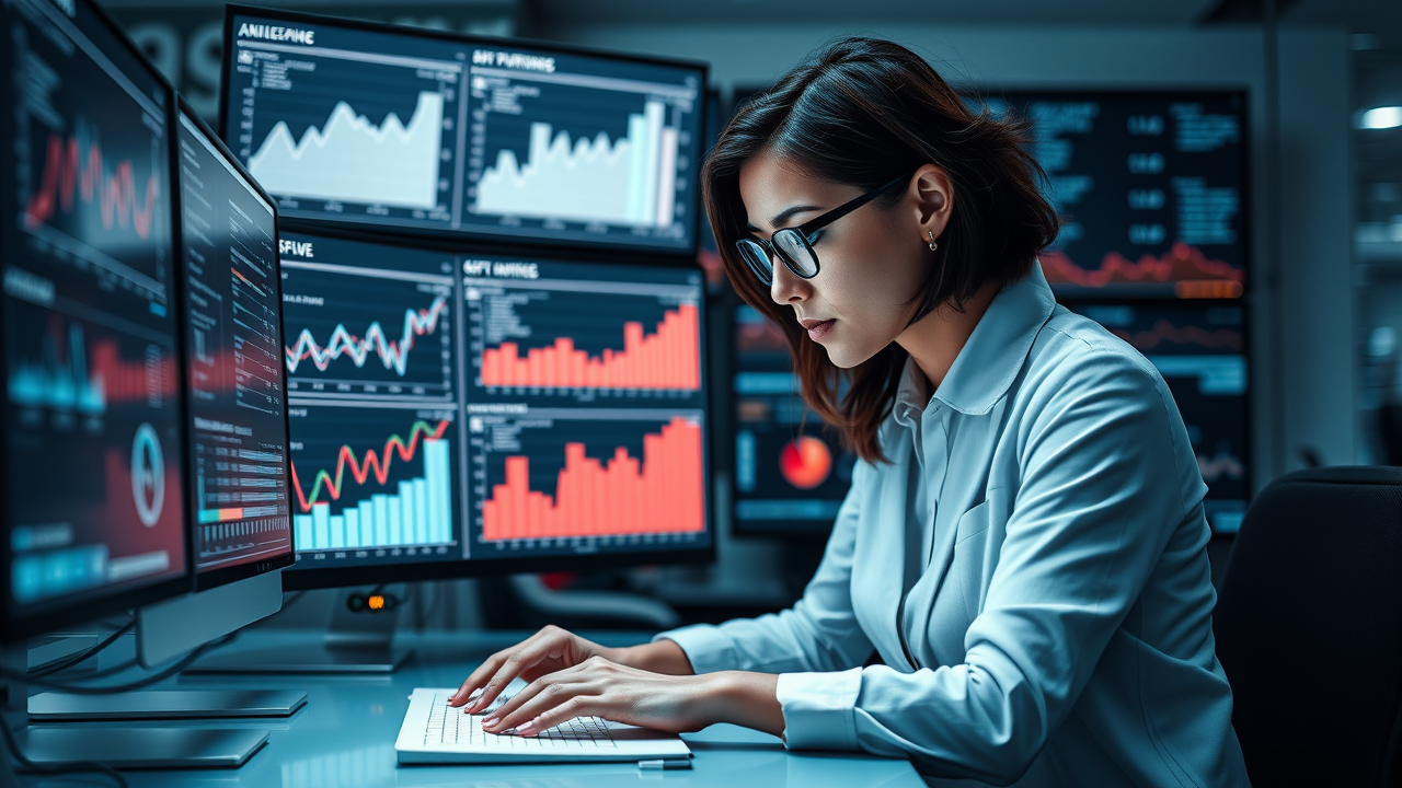 marketer analyzing advanced sales data and optimizing lead management using analytics platforms for b2b lead generation