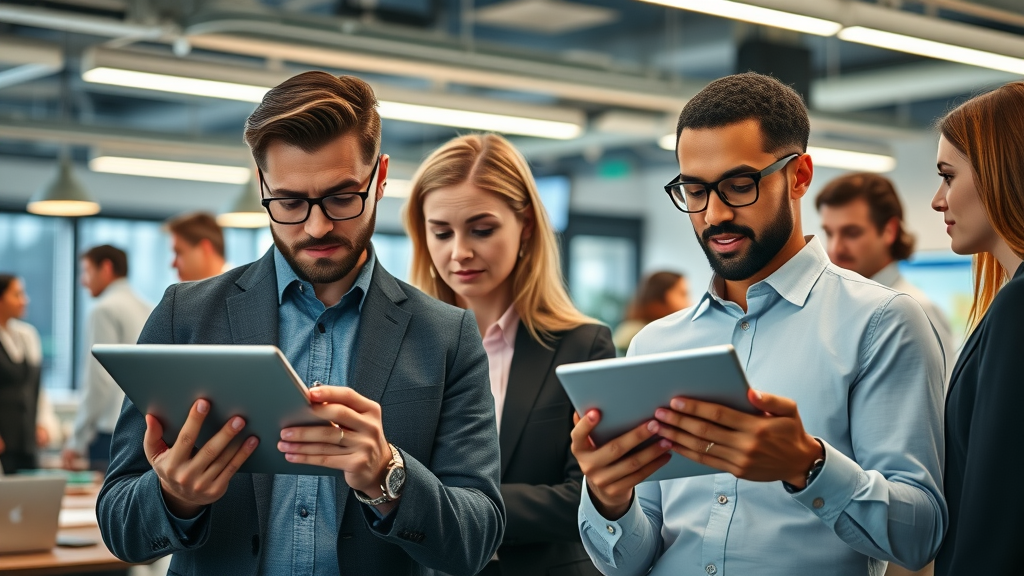 business reputation marketing diverse industry professionals analyzing data with digital infographics