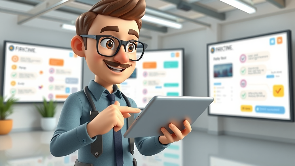 Social media manager reviewing B2B strategy checklist on a digital tablet.